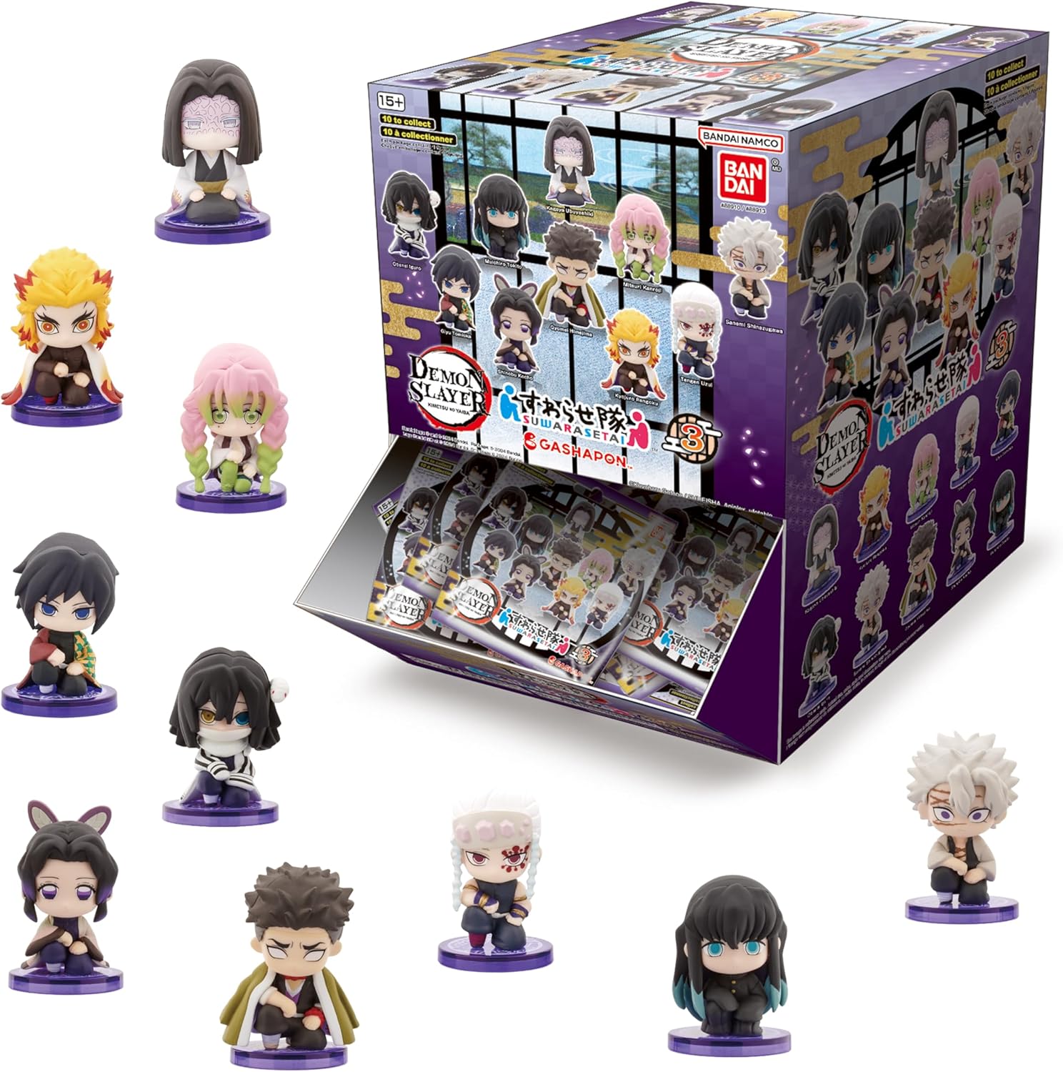 Bandai Namco - Demon Slayer: Kimetsu no Yaiba - Suwarase-tai Sitting Mini Figures Series 3, Gashapon Blind Pack Figure