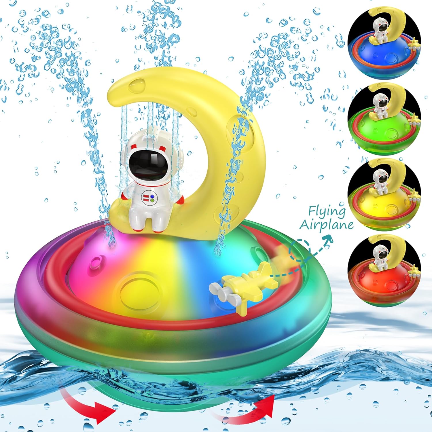 Baby Bath Toys for Toddlers, CRIOLPO Spray Water Toy Rotation Baby Auto Induction Sprinkler Shower Toys with LED