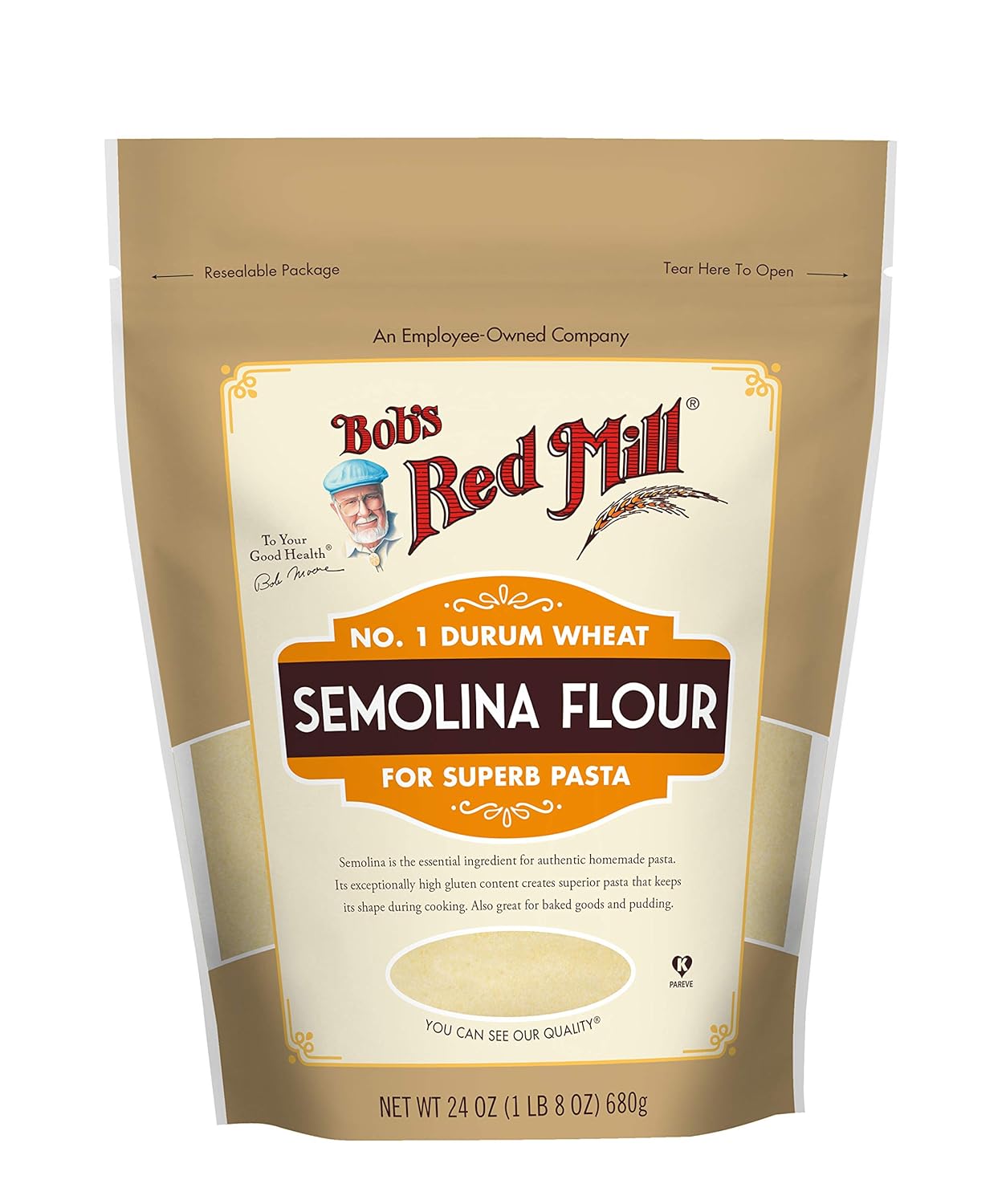 Bob's Red Mill Semolina Pasta Flour, 24 Oz (4 Pack)