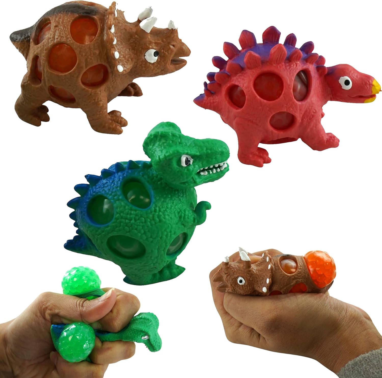 1x Random Dinosaur Stress Ball, T-Rex Stress Relief Toy for Boys Age 3+ | Stegosaurus Sensory Stress Toy for Adults | Triceratops Anxiety Relief Fidget Toy for Girls Birthday Party Favors Gifts