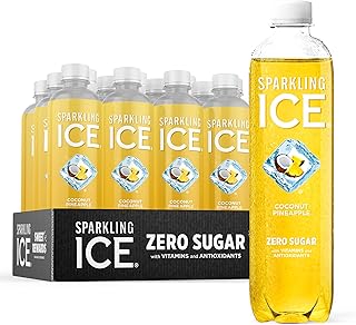 Sparkling Ice, Coconut Pineapple Sparkling Water, Zero Sugar Flavored Water, with Vitamins and Antioxidants, Low Calorie Beverage, 17 fl oz Bottles (Pack of 12)