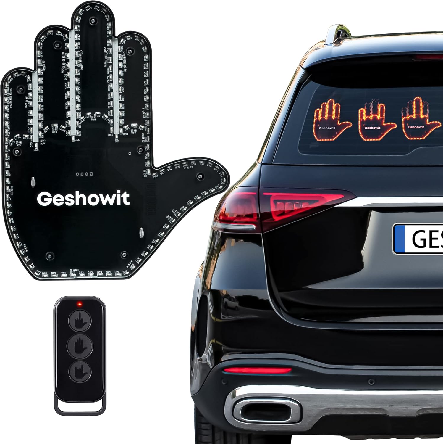 Car Accessories for Men, Car Middle Finger Light with Remote - Give The Bird & Wave & Love to Drivers - Ideal Gift Car Accessory, Truck Accessories, Finger Flicker Car Led Signs for Men and Women