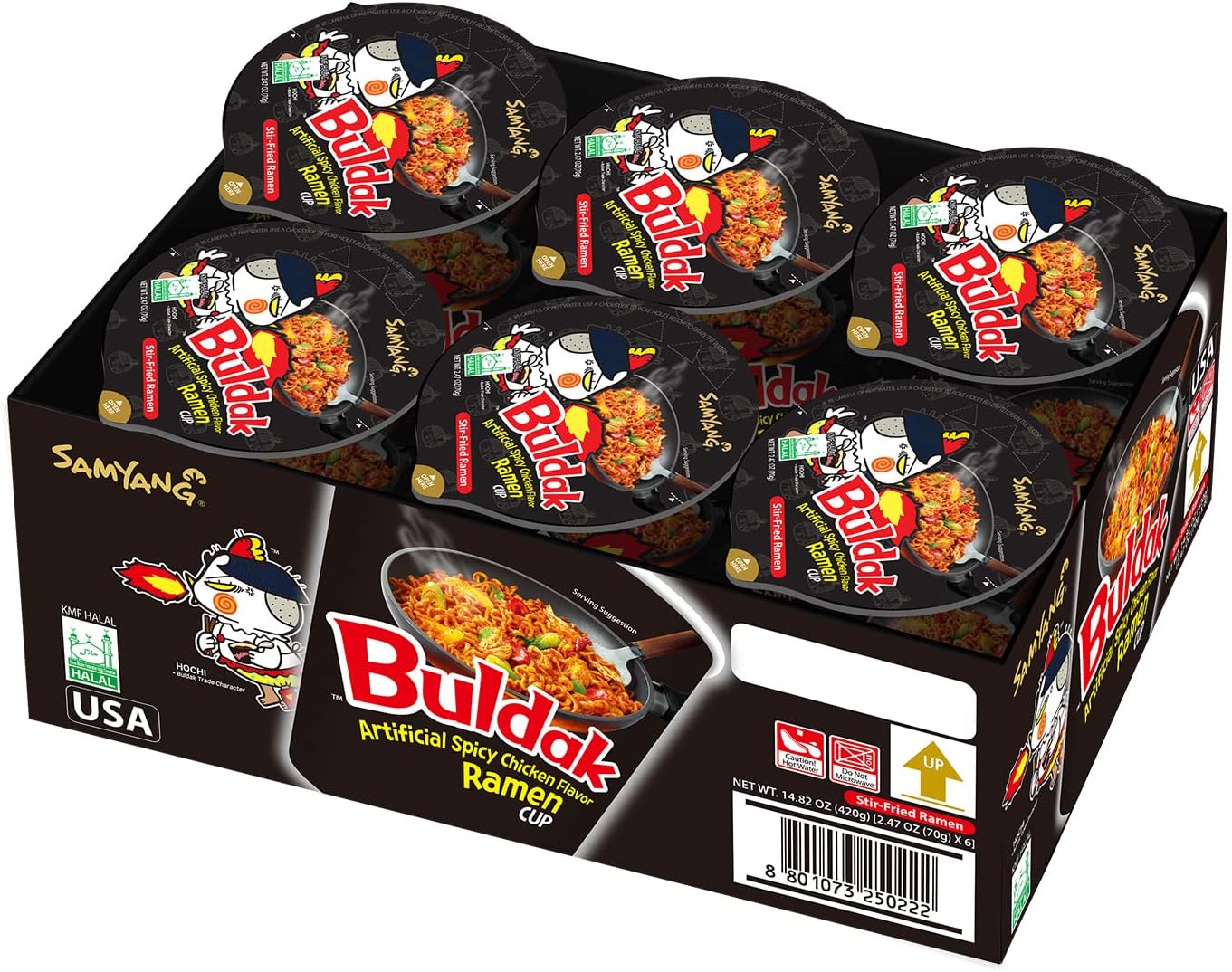 Samyang Buldak Spicy Hot Chicken Stir Fried Cup Noodles (Pack of 6)
