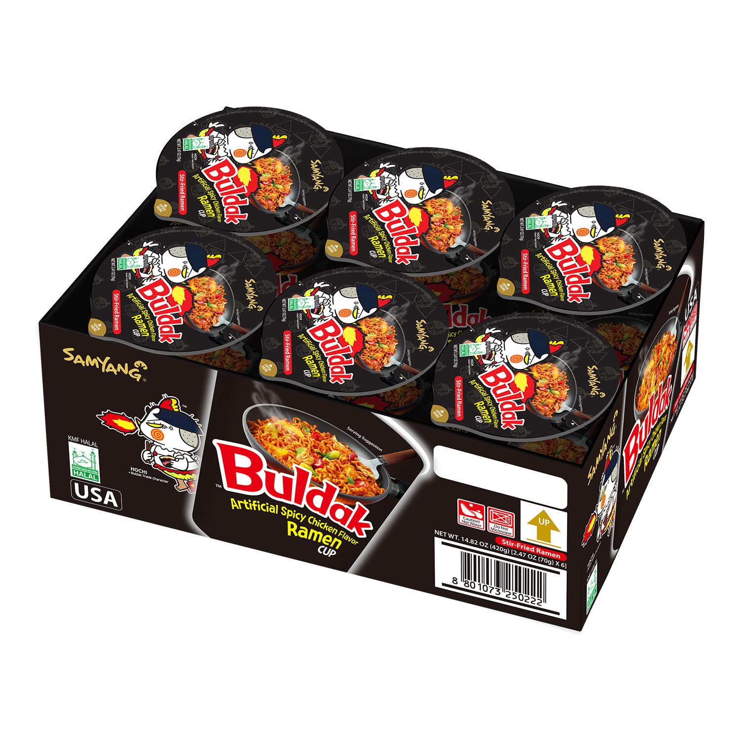 Samyang Buldak Spicy Hot Chicken Stir-Fried Cup Noodles (Pack of 6)