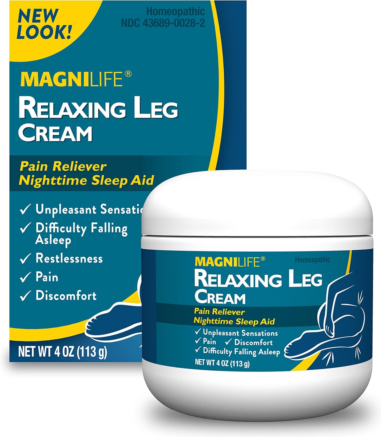 MagniLife Relaxing Leg Cream, Deep Penetrating Topical for Pain and Restless Leg Syndrome Relief, Naturally Soothe Cramping, Discomfort, and Tossing with Lavender and Magnesium - 4oz