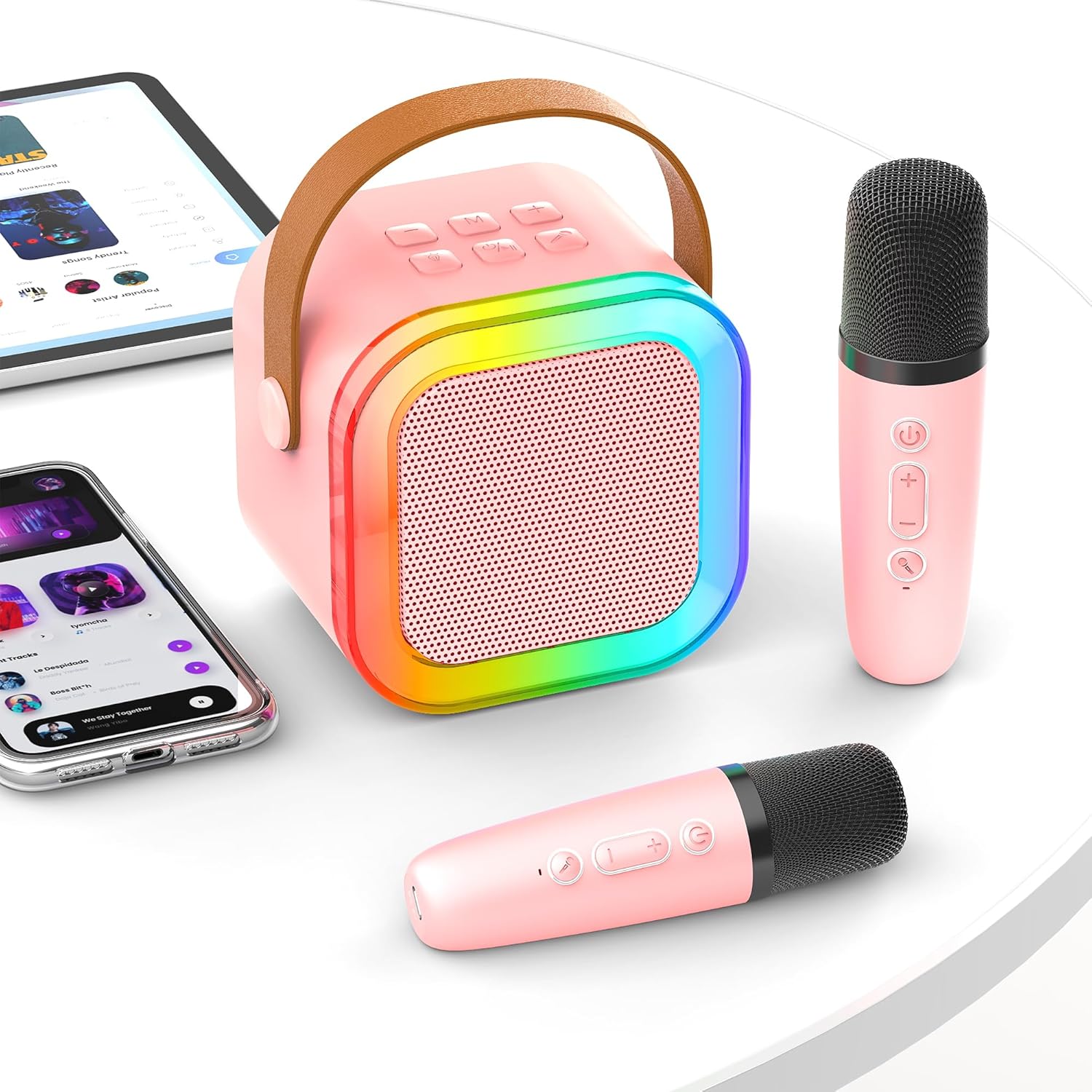 Kids Karaoke Machine 2 Microphones Gift for Girls: [Newest] Girl Birthday Present Ages 3-12 - Mini Karaoke Machine with Kids Microphones - Toy for 3-12 Year Old Children - Musical Electronic Games