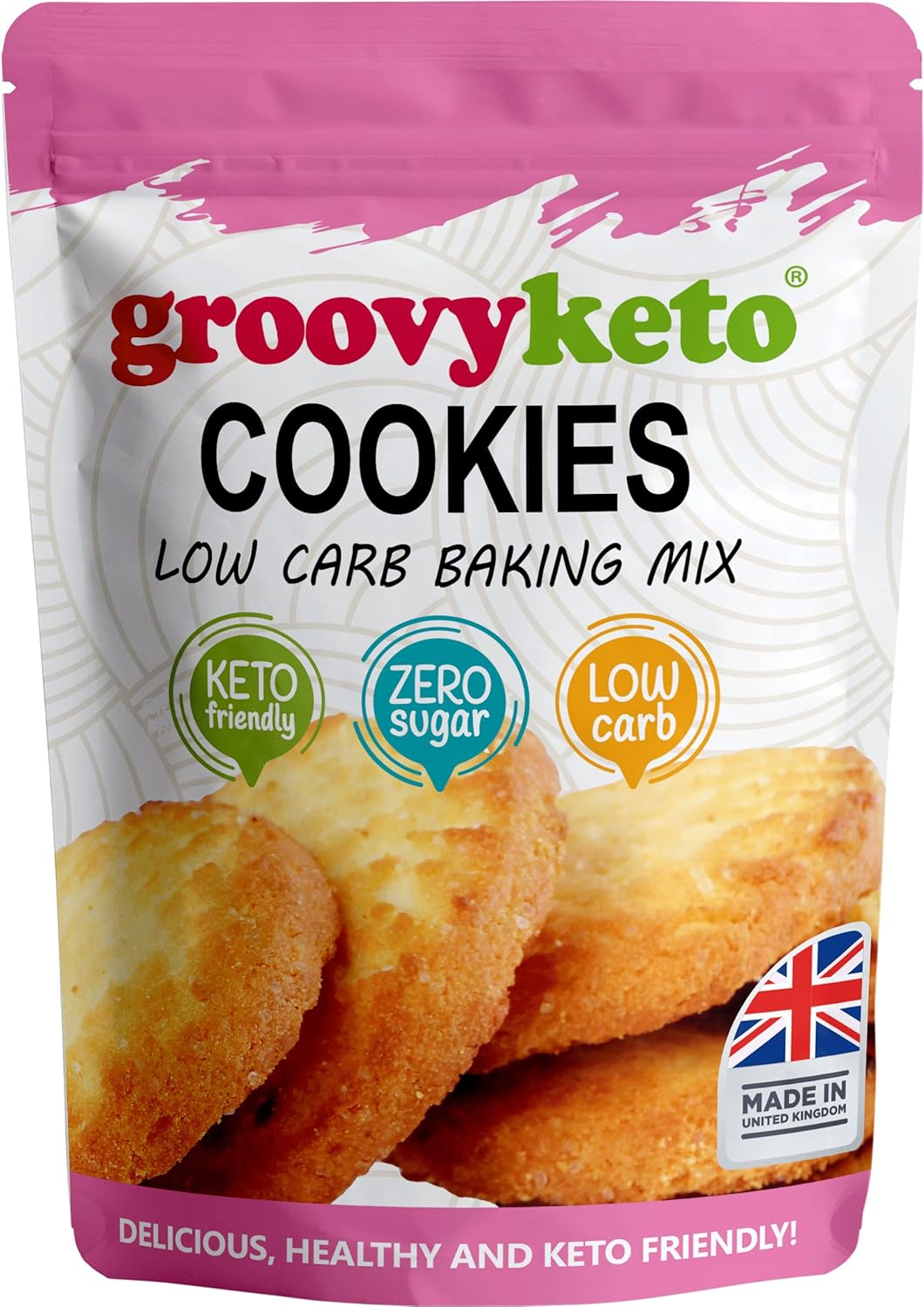 Groovy Keto Sugar Free Cookie Mix | Low Carb | Keto Friendly | Only 1.5g Net Carbs Per cookie | Keto Baking Mix, Diabetic Friendly - 255g Pouch