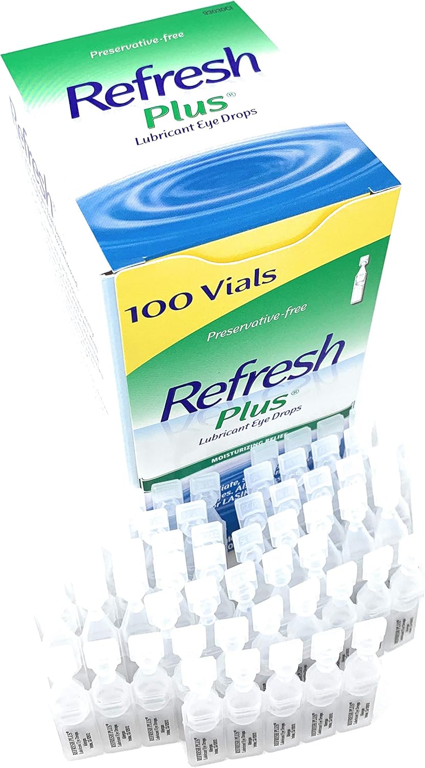 Allergan Refresh Plus Lubricant Eye Drops Single-Use Vials, Clear, (100 Count (Pack of 1))