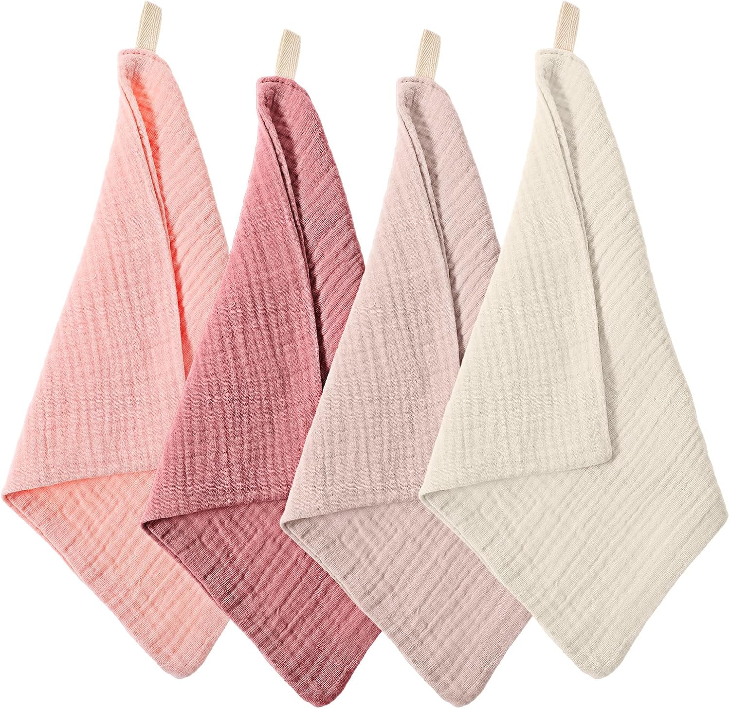Qianyu 4 Pack Face Cloths Makeup Remover Cloths Soft Wash Cloths Absorbent Muslin Washcloths Breathable Reusable Facial Towels for Skin Care Daily Cleansing Travel Women Men Adults
