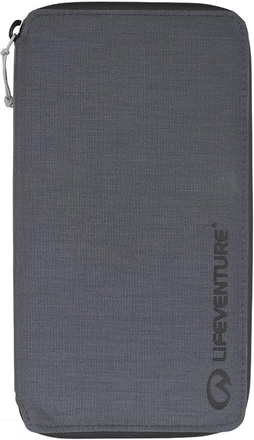 Lifeventure RFiD Protected Large Travel Wallet — Zip Bifold Wallet and Passport Holder for Travel, Eco-Friendly, Recyclable Material (Grey)