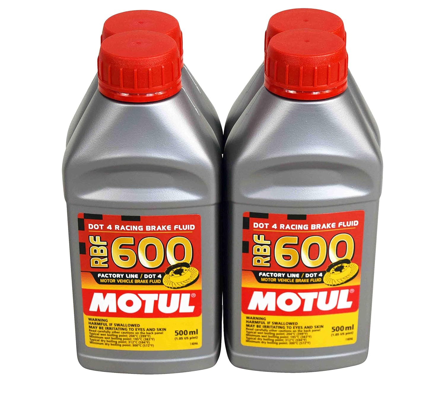 Motul MTL100949 8068HL RBF 600 Factory Line Dot-4 100 Percent Synthetic Racing Brake Fluid-500, 300. ml, 4 Pack