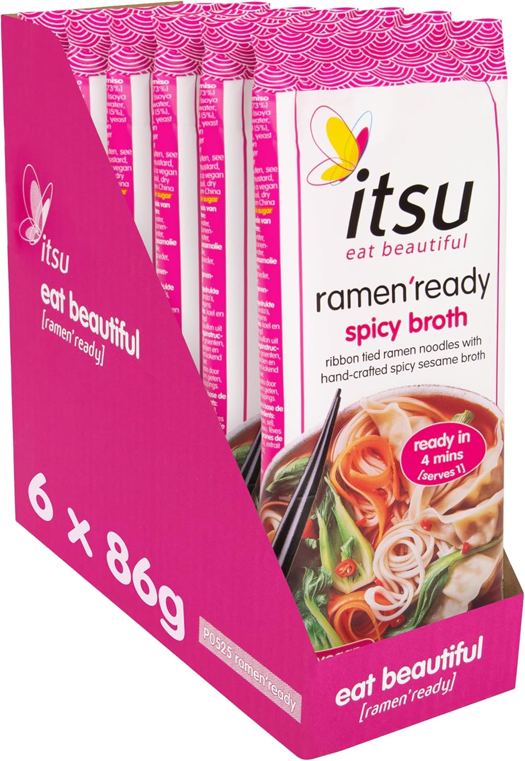 itsu Ramen Ready Noodles 86g | Original Broth | Authentic Japanese Flavour | Ribbon Tied Ramen Noodles | Pack of 6
