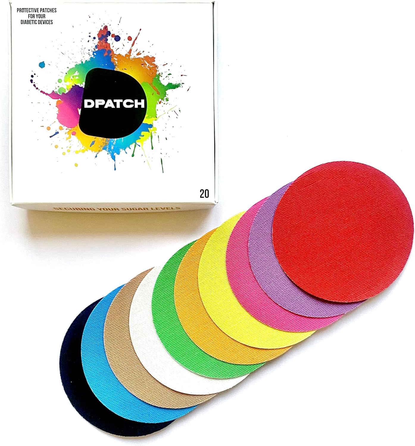 D Patch Waterproof CGM Overpatch for Freestyle Libre 2 – Hypoallergenic Medical-Grade Adhesive, Breathable Non-Stick Centre, Long-Lasting Hold Up to 18 Days – 20 Pack