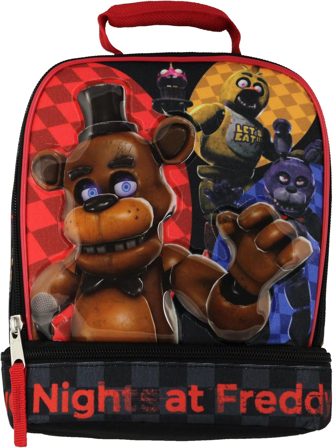 Bioworld Five Nights At Freddy's Let's Eat Dual Compartment Insulated Soft Lunch Bag Tote Bag