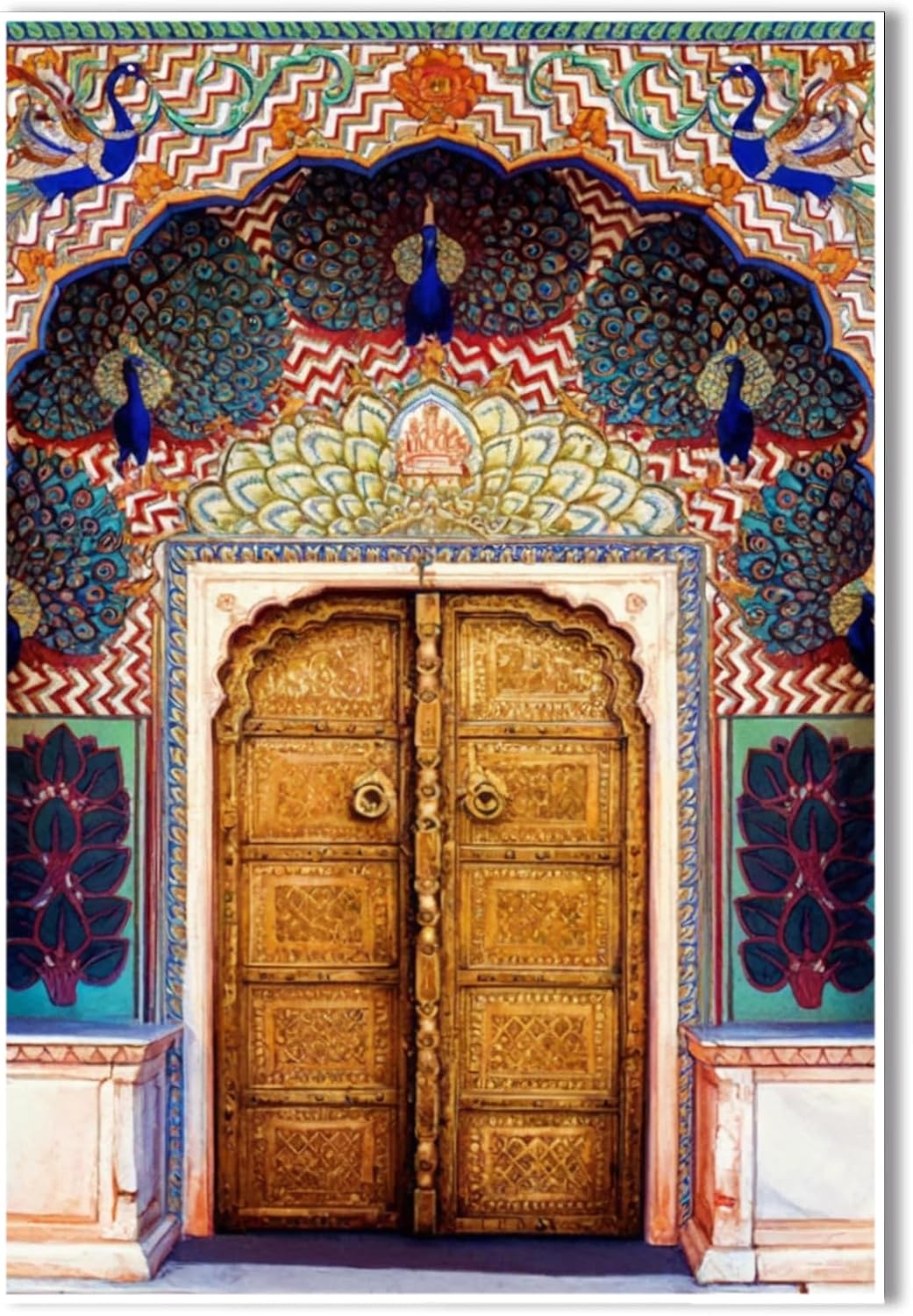 Red India Gate Canvas Wall Art Amazing Middle Eastern and Indian style wall art Oriental bohemian style poster art print Personalized travel gift for bedroom living room office home wall decor