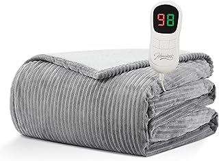 HomeMate Heated Blanket Electric Throw - 50"x60" Heating Blanket Throw 4 Hours Auto-Off 5 Heat Levels Blanket Over-Heat Protection Soft Flannel Sherpa Heater ETL Certification