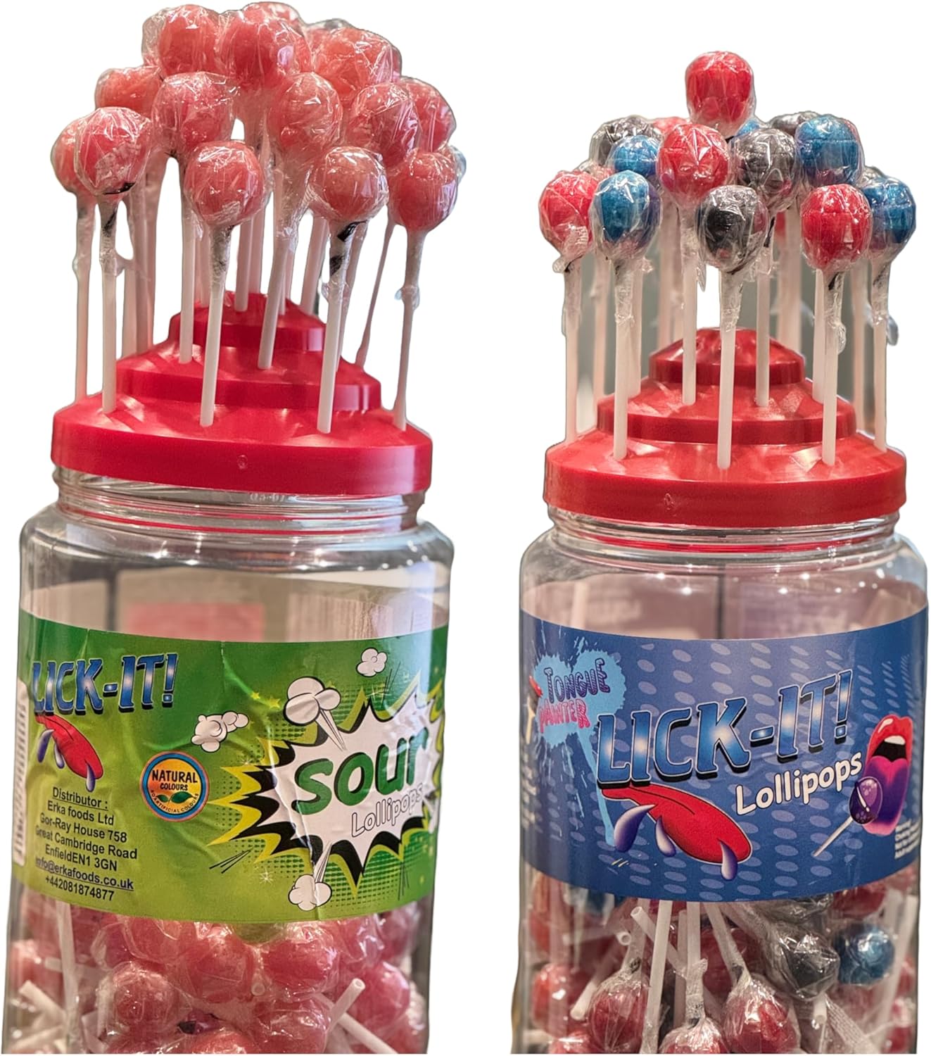 Lick-It Lollipops Bundle – 300 Sour & Tongue Painter Lollies (2 x 150 Tub) – Fun, Fruity & Colourful Sweets for Kids & Parties!