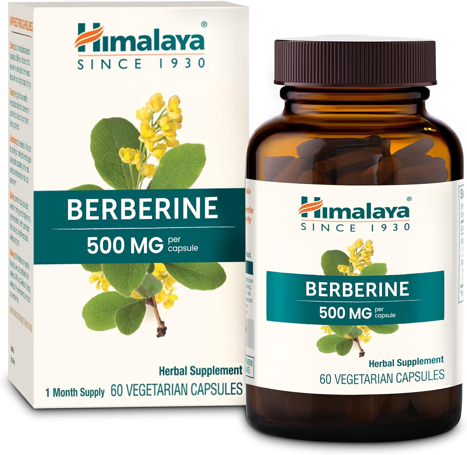 Himalaya Berberine for Balanced Support, Digestion & Immune System Support, 500 mg, 60 Vegetarian Capsules, 1 Month Supply