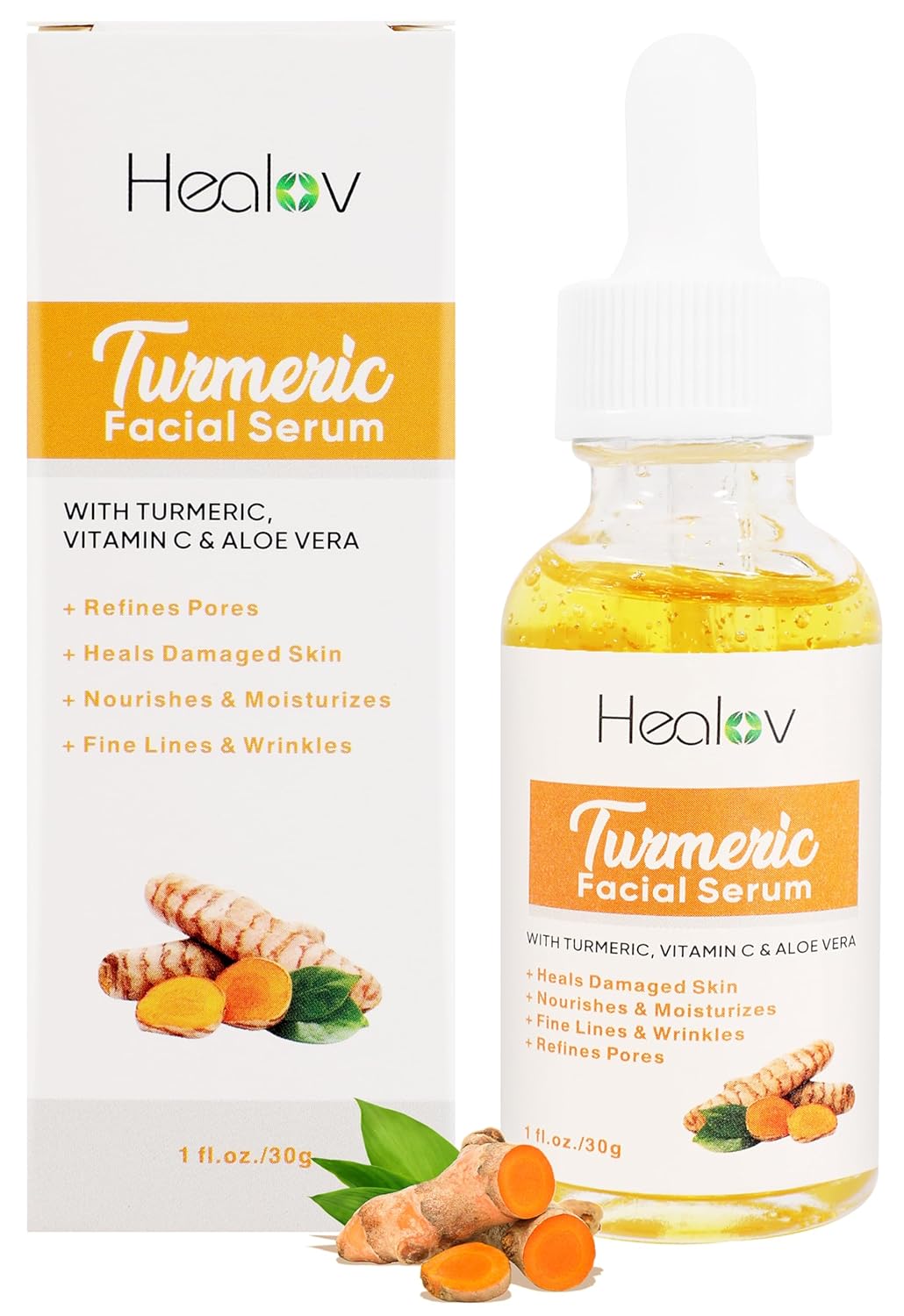 Turmeric Serum for Face & Body - All Natural Skin Brightening Serum for Spots - Turmeric Facial Repair Cleanses Skin, Fights Acne - Pure Oil Skincare for All Types