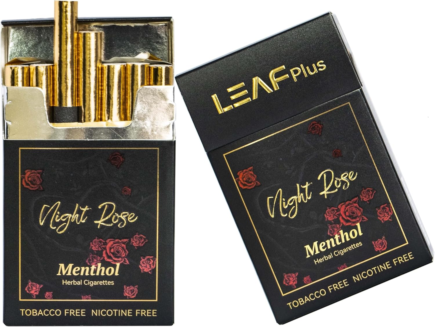 Night Rose Herbal Cigarettes by LeafPlus - Tobacco Free, Nicotine Free, THC Free - 2 Packs 40 Smokes