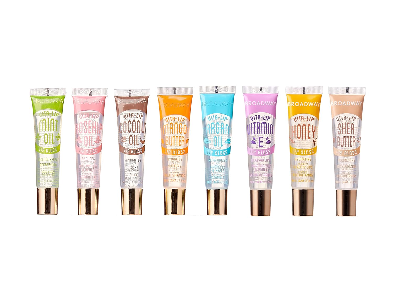 Ruby Kisses Broadway Vita-Lip Clear Lip Gloss - Moisturizing, Hydrating, Nourishing with Mint, Rosehip, Coconut, Mango, Argan, Honey & Shea