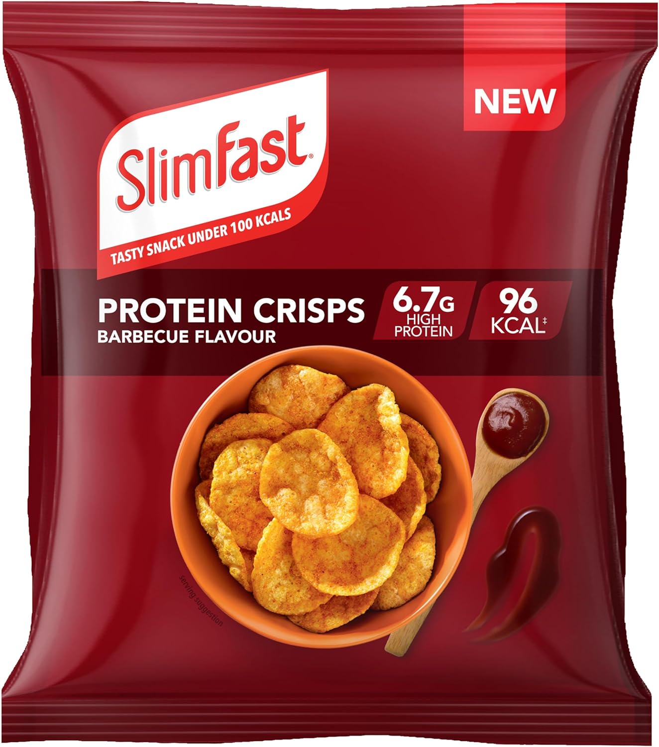 SlimFast Protein Crisps BBQ, 96 Calories & 6.7 g High Protein per Bag, Low-Calorie Healthy Snacks for Adults, Popped Soy and Potato Treat for Weight Loss and Balanced Diet, Multipack, 12 x 23 g