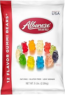 Albanese World's Best 12 Flavor Gummi Bears, 5lbs of Candy, Soft & Chewy Candy Snack, Fruity Flavor Assortment