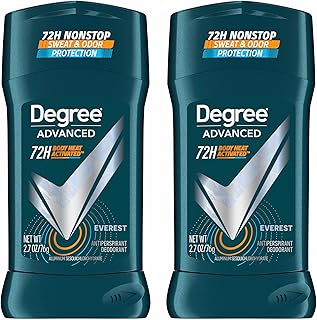 Degree Men Advanced Antiperspirant Deodorant Everest 2 Count 72-Hour Sweat and Odor Protection Antiperspirant For Men With Body Heat Activated Technology 2.7 oz