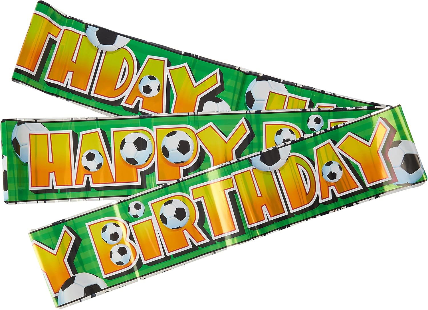 Multicolor 3D Soccer Foil Long Fold Banner (3.6 meters) 1 Piece - Perfect for Parties and Events