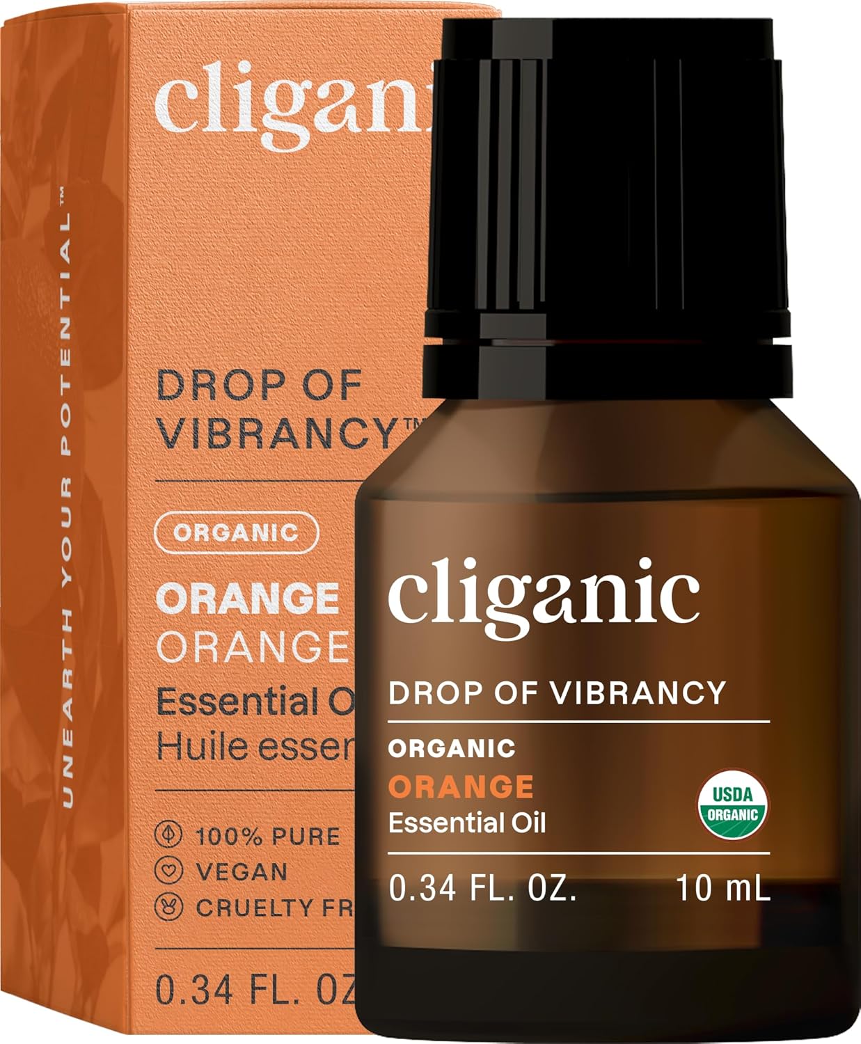 Cliganic, 100% Pure Essential Oil, Orange, 0.33 fl oz (10 ml)