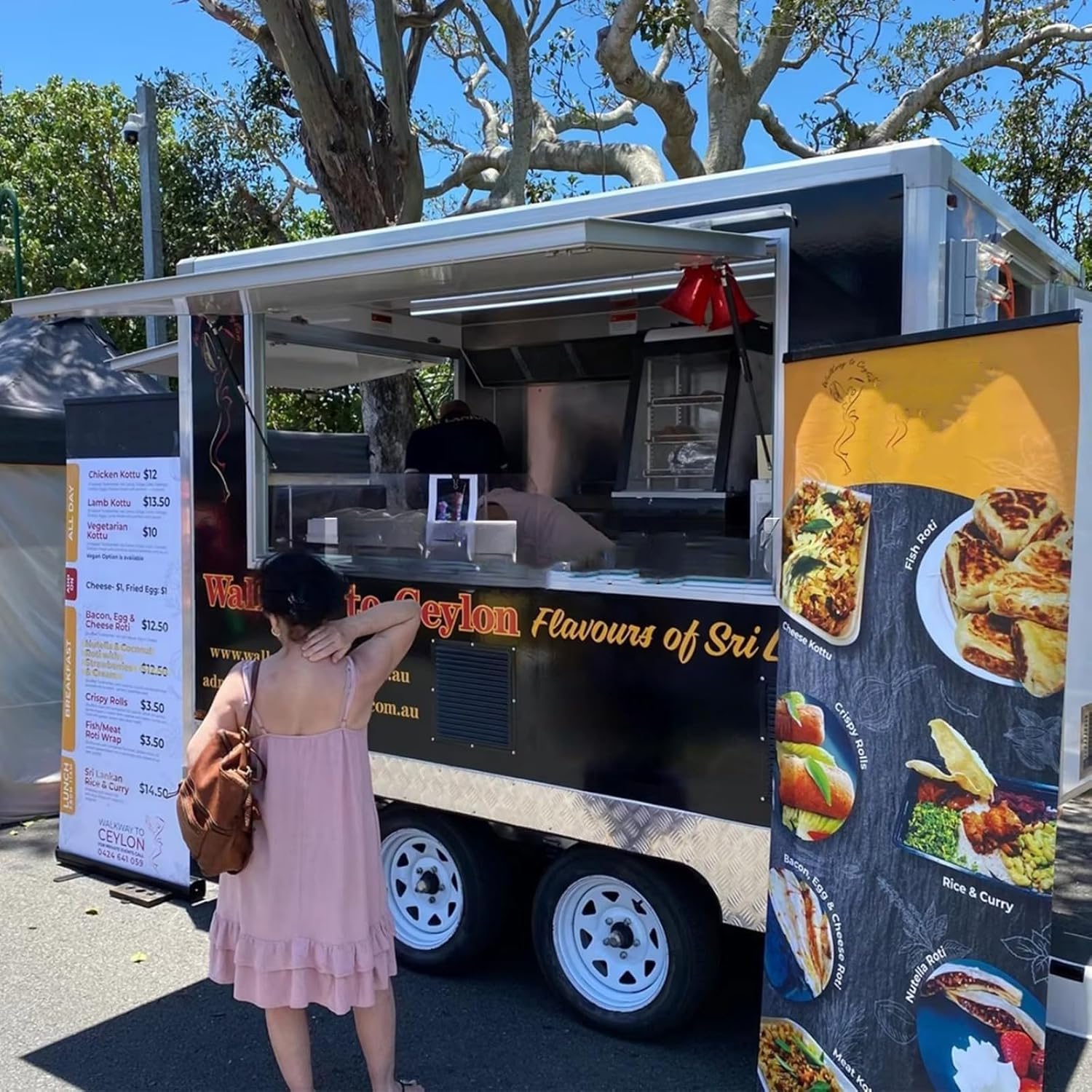 Food Truck Mobile Food Trailer Fully Equipment Food Trailer Small Concession Truck Hot Dog Cart with Wheels Commercial Use Coffee Vending Cart