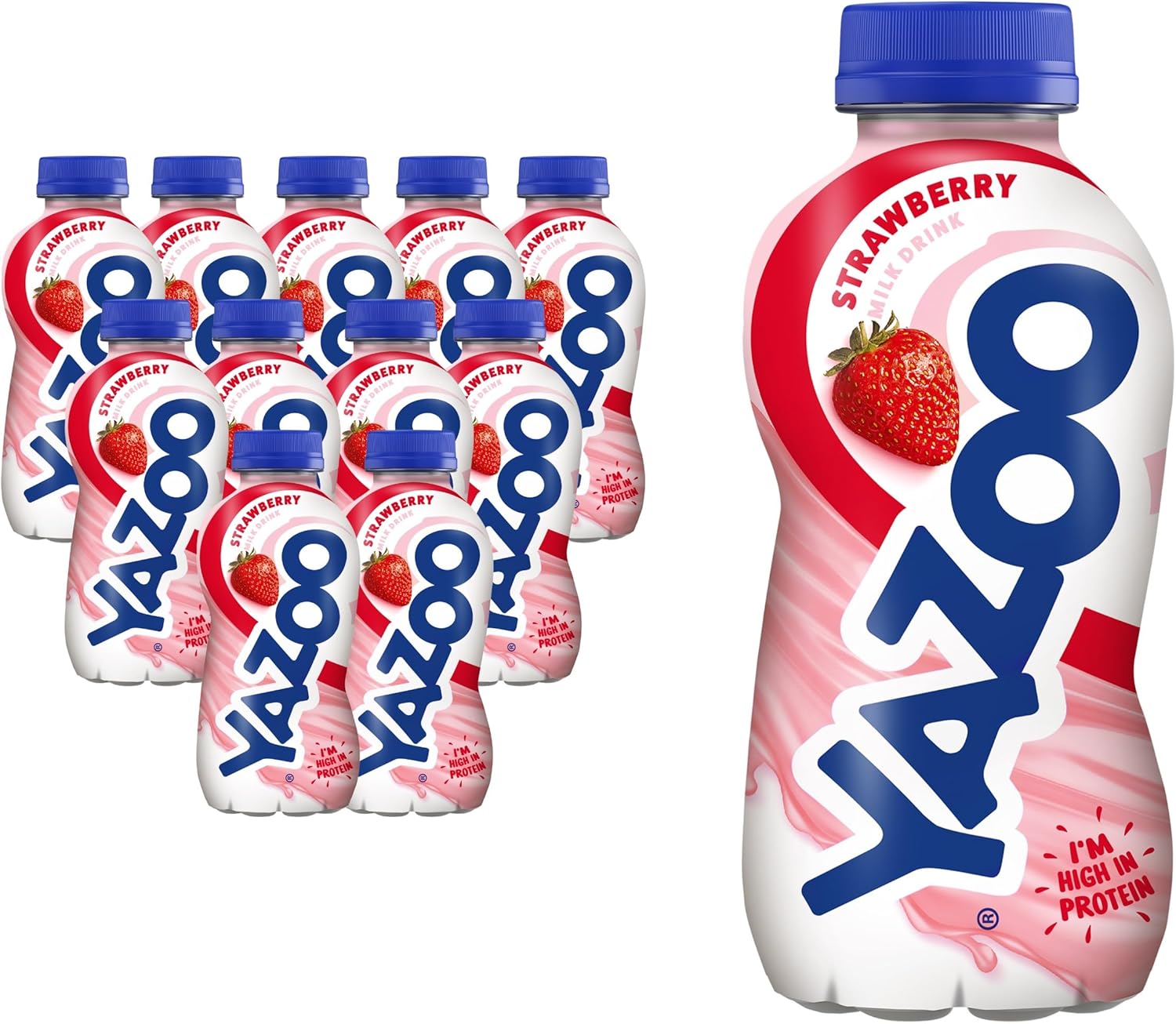 YAZOO Strawberry Milkshake Milk Drink, High in Protein & Calcium, 300 ml (Pack of 12)