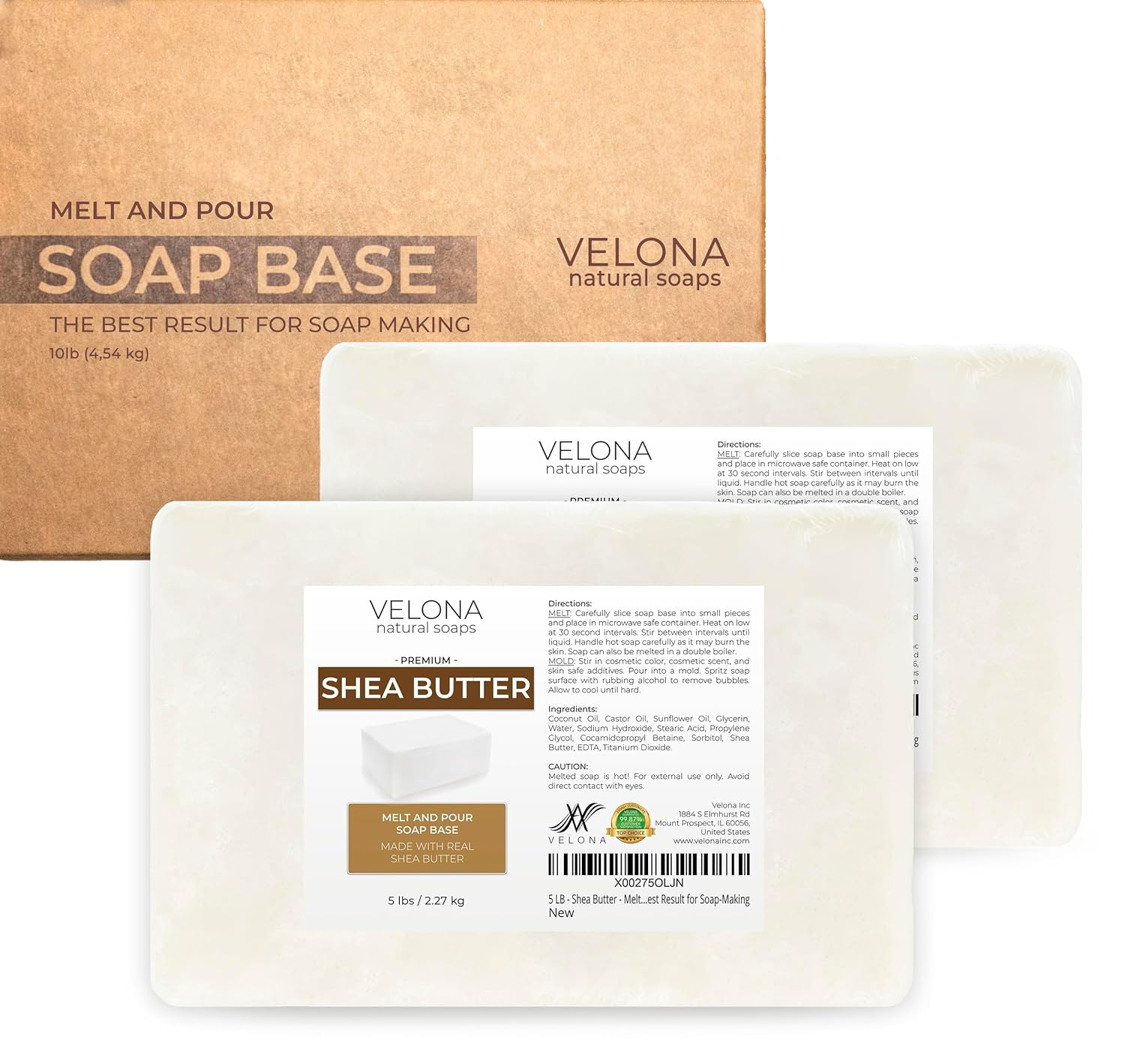 velona 10 LB - Shea Butter - Melt and Pour Soap Base SLS/SLES free | Natural Bars for The Best Result for Soap-Making