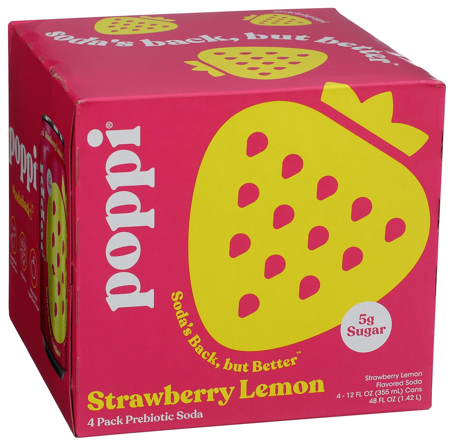 Poppi Strawberry Lemon Prebiotic Soda 4 pack