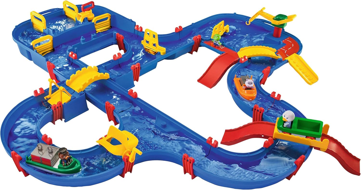 AQUAPLAY Amphie World Water Playset, Water Canal System for Hours of Fun, Educational, Learn How Water Moves, Lifts and Climbs, for Ages 3 and up