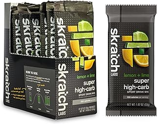 Skratch Labs Super High-Carb Drink Mix Packets - Carbohydrate Powder - Cluster Dextrin + Electrolytes - Endurance Energy- Energy Gel Alternative - Lemon + Lime - 8 Single Serving Packets - Non-GMO