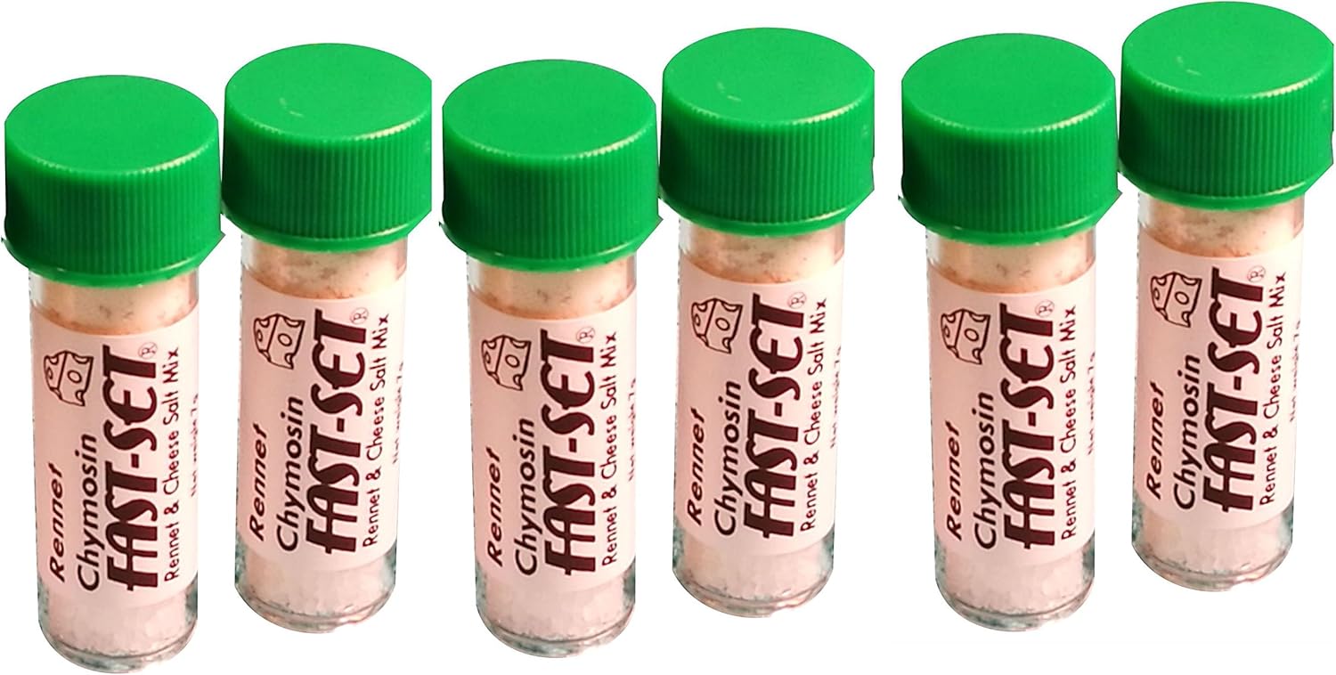 6 X Rennet Chymosin Fast-Set 7 grams Mix for 50 Litres of milk Rennin Cheese salt & Coagulant Tub …