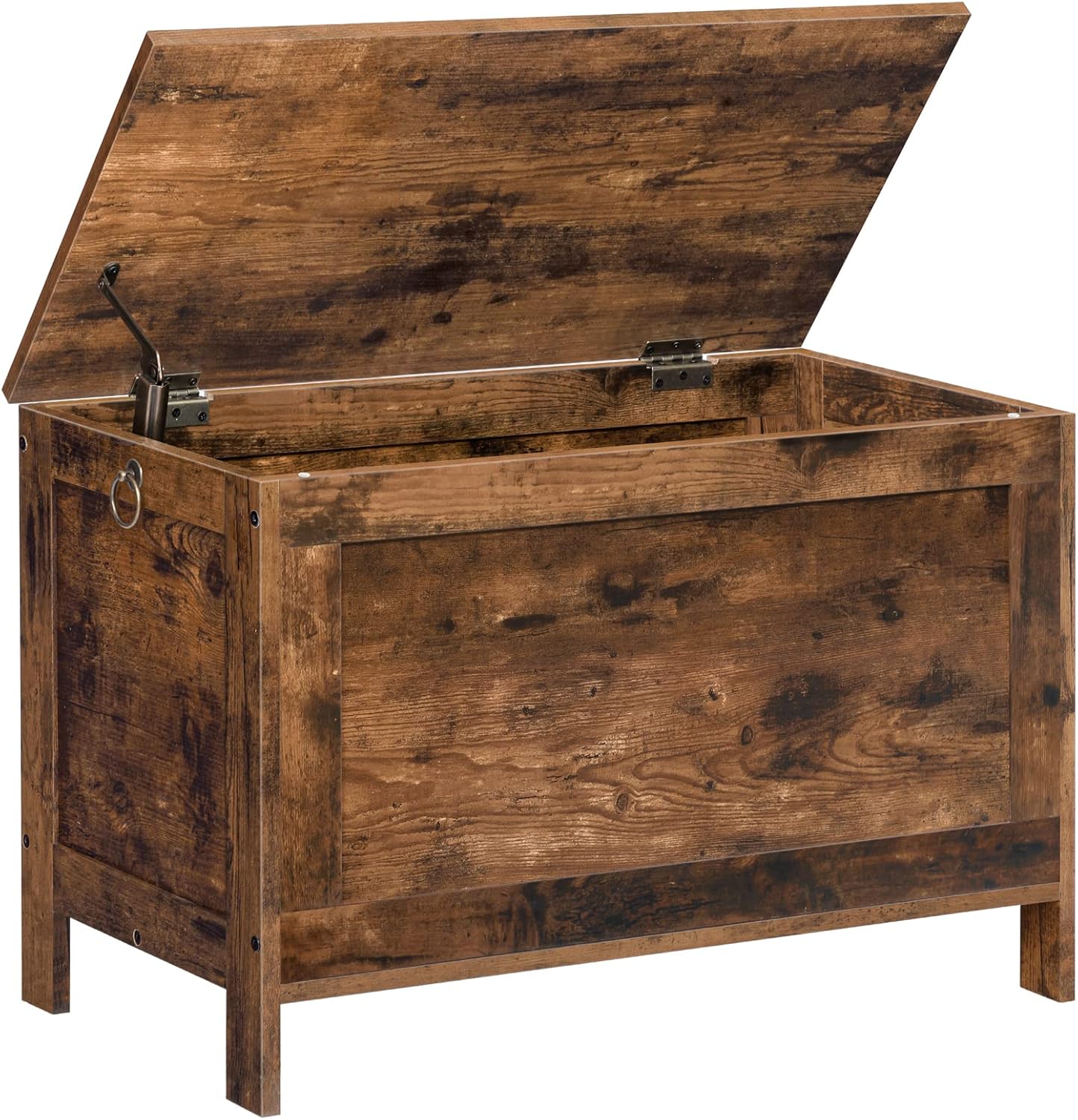 HOOBRO Storage Chest Trunk, Wooden Storage Box, Large Toy Chests with Lid, Toy Box Organizer Unit, Bed End Storage Bench, Shoe Bench, Entryway, Hallway, Bedroom, Rustic Brown EBF75CW01G1