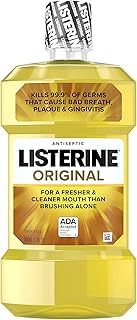 Listerine Original Oral Care Antiseptic Mouthwash with Germ-Killing Formula to Fight Bad Breath, Plaque and Gingivitis, 500 mL ( Packs of 3)