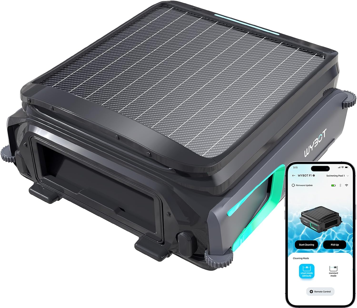 WYBOT F1 Solar Pool Skimmer Robot Cleaner with APP Support, Manually Control Cleaning Paths, Two Cleaning Modes, Edge Cleaning, 7L Large Debris Basket, Anti-Stranding, Anti-Leakage Design