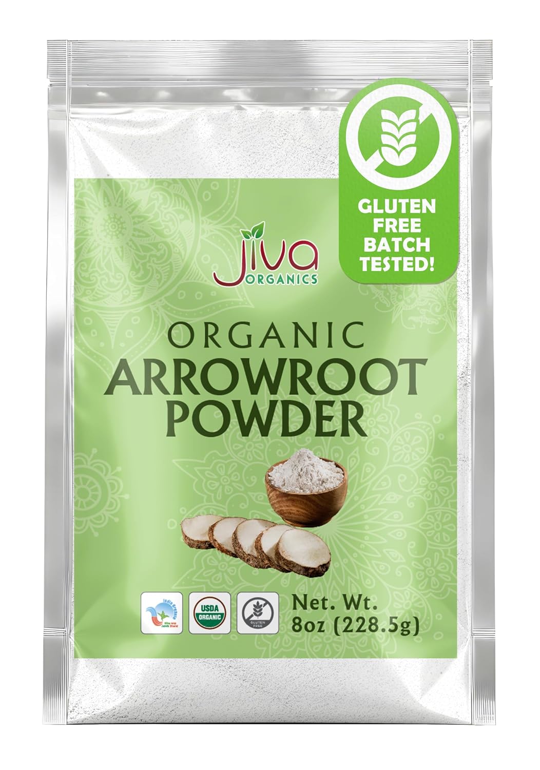 Jiva Organics Organic Arrowroot Flour (Powder) 8 Ounce Bag - Raw, Non-GMO, Gluten Free