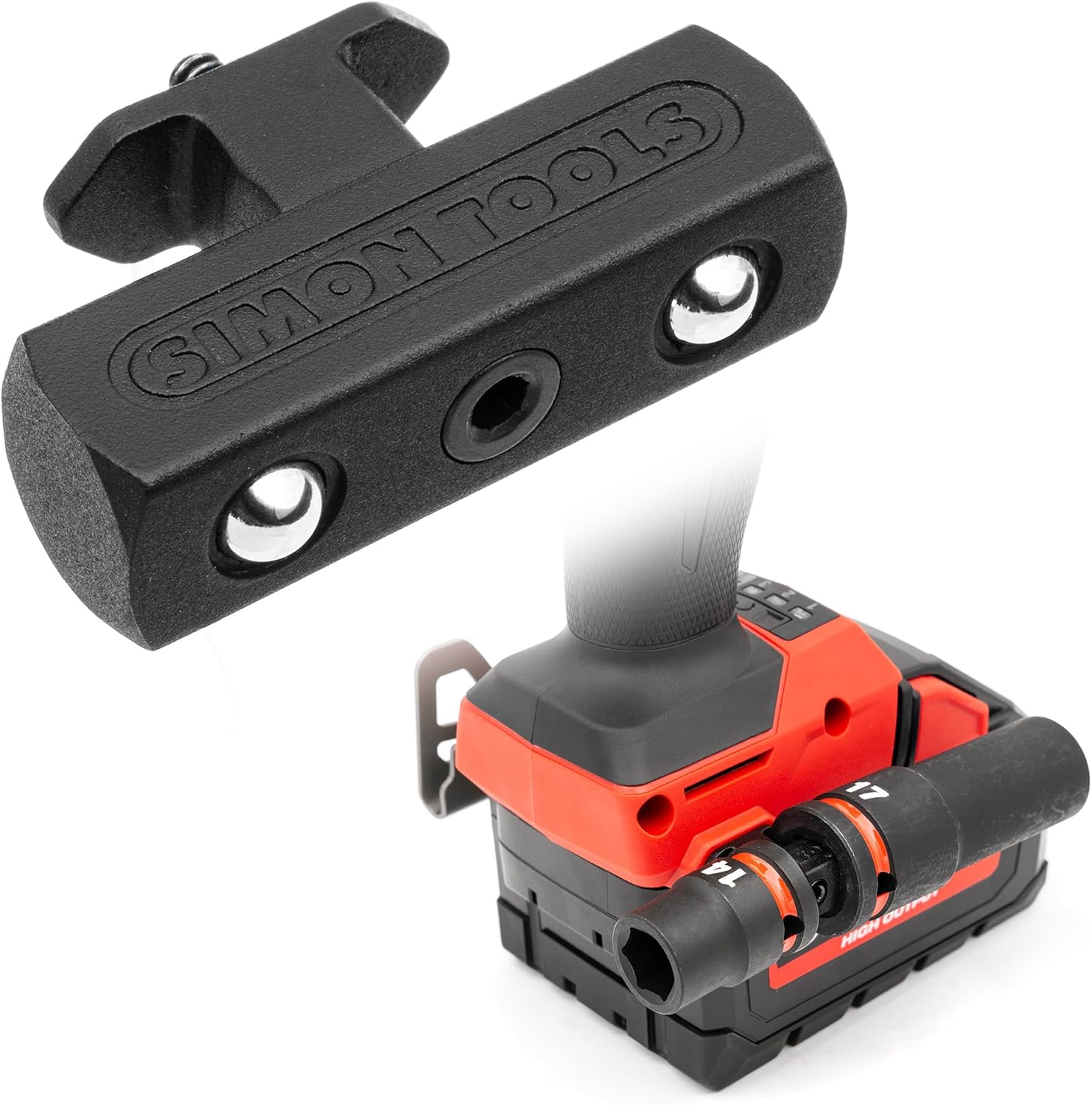 Socket Holder for Milwaukee & Dewalt Impact Wrenches | Choose 1/2" or 3/8" Size | Holds Two Sockets | Lightweight Aluminum, Low Profile | Mounts to Belt Clip Screw Point