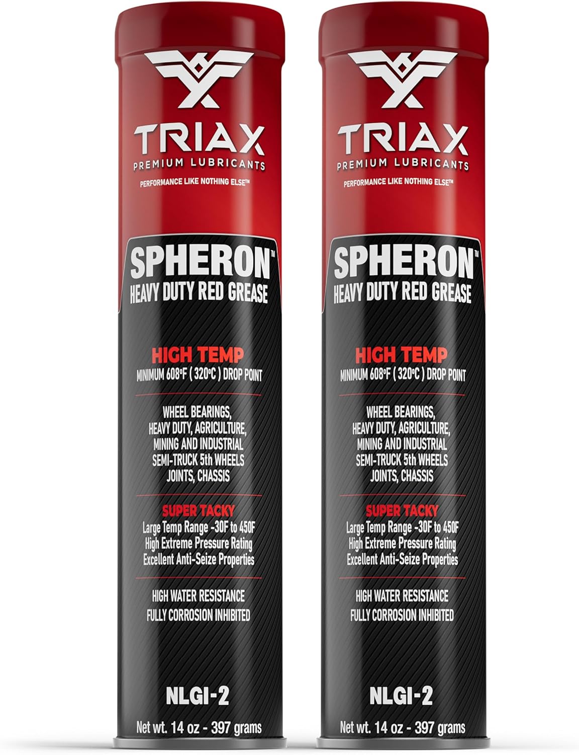 TRIAX Spheron HT Red Lithium Grease Cartridge – Super Heavy Duty, Extreme Pressure, Ultra Tacky & Waterproof – For 5th Wheel, Joints, Bearings, Pivots and Chassis – High Temp > 204°C