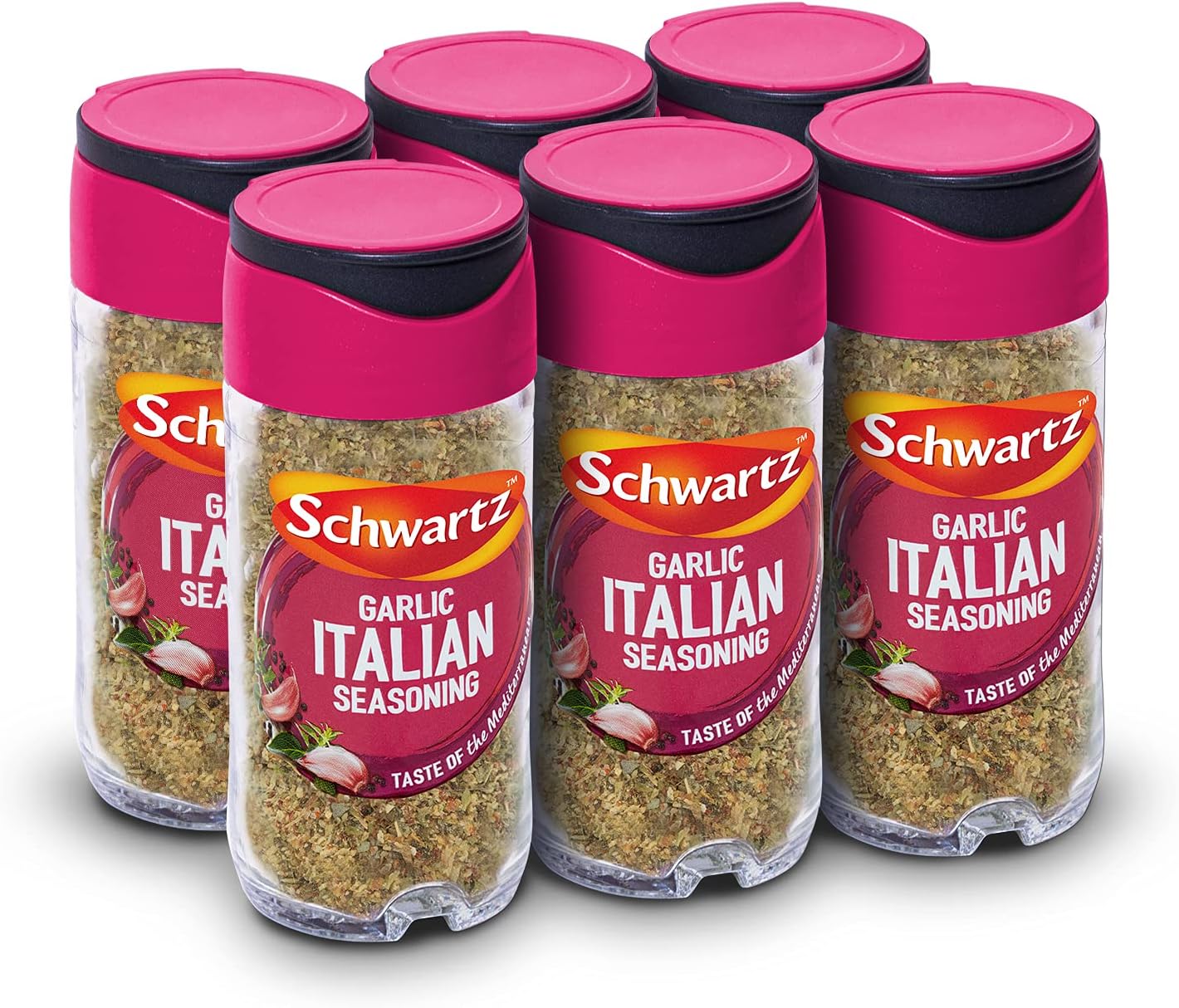 Schwartz Garlic Italian Seasoning 43 G | Jar | Pack of 6 | Mediterranean Taste | With Garlic, Oregano and Black Pepper | Perfect for Pasta Sauces and Roasted Vegetables