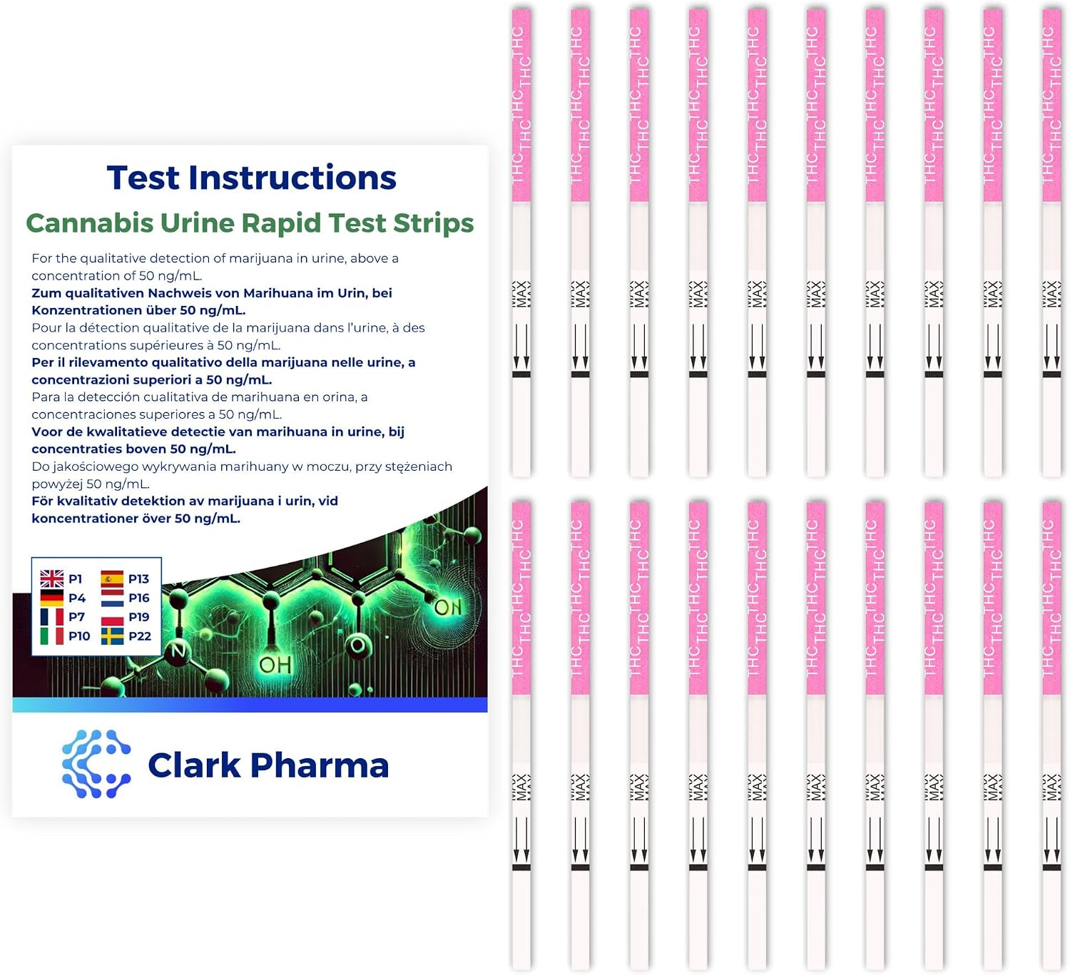 20 x Cannabis Drug Test Strips | Tests Urine for Cannabis | Marijuana Drug Instant Testing Kit Screener
