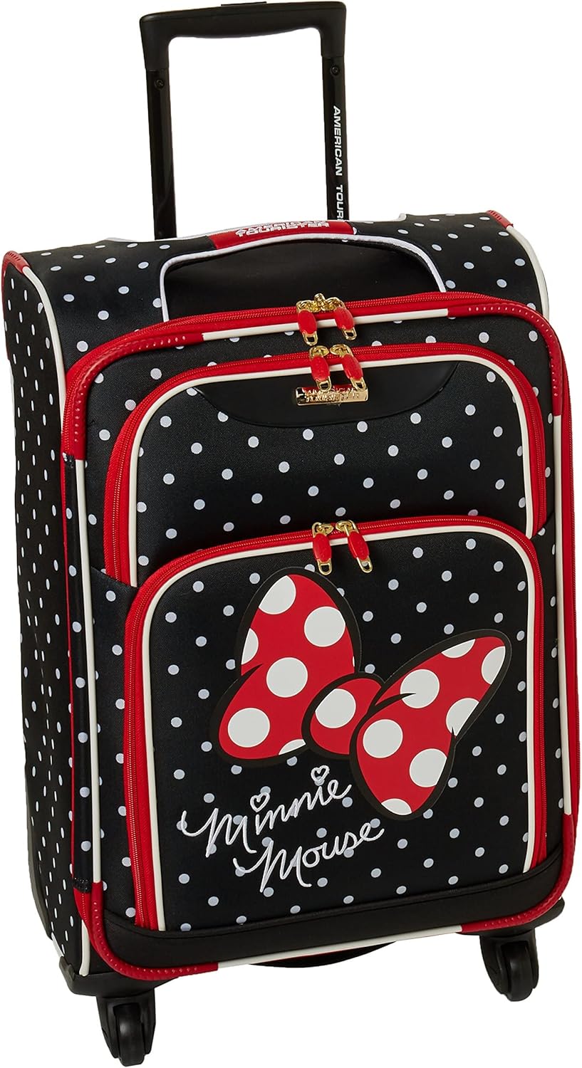American Tourister Disney Softside Luggage with Spinner Wheels, Minnie Mouse Red Bow, 21-Inch