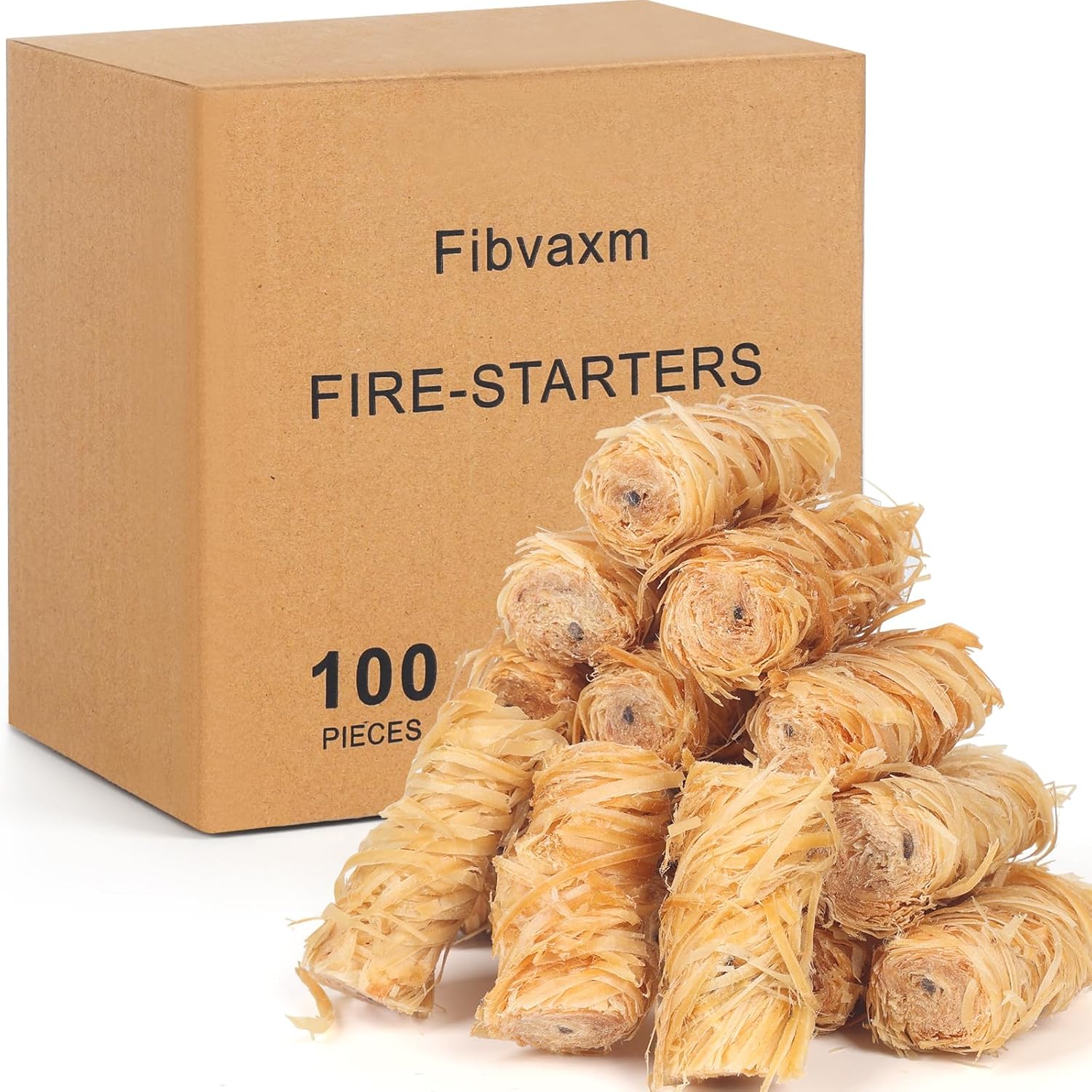 100 Counts Fire-Starter, for Campfire - Fireplace - BBQ - Fire-Pit - Waterproof-Natural Fire-Starters, Quick Light Wood-Charcoal Fire-Starter