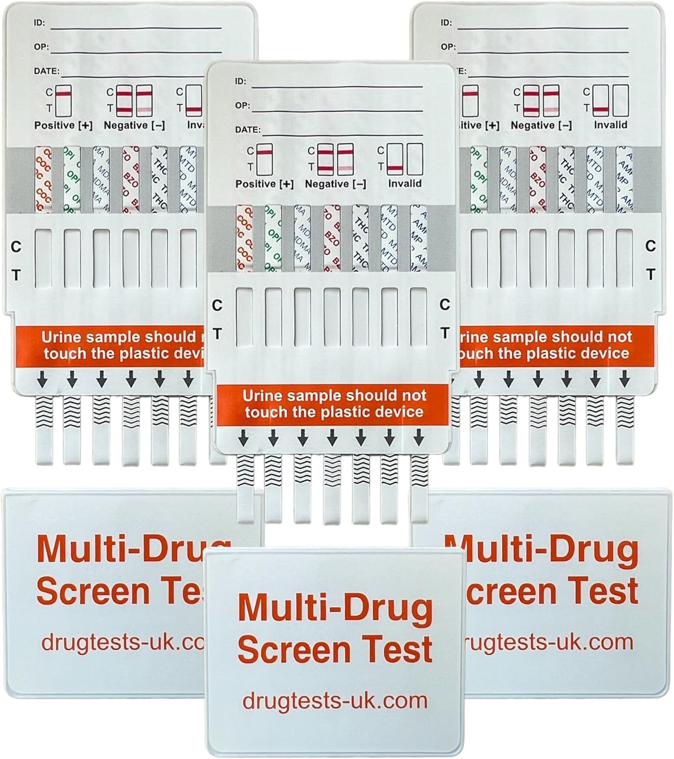 3 x 7-in-1 Rapid Drug Test Dip Cards | Professional Urine Drug Tests | Test for Cocaine, Cannabis, Opiates, Amphetamines, Methadone, Ecstasy & Benzodiazepines