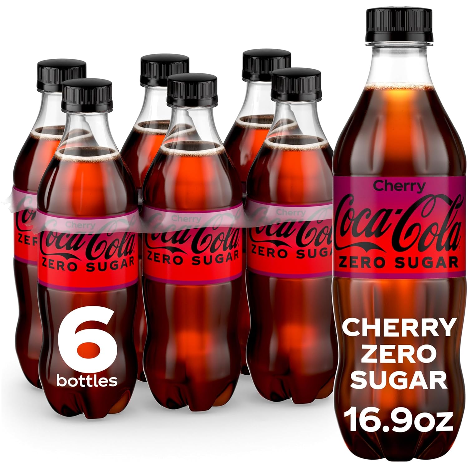 Coca-Cola Zero Sugar Cherry Diet Soda Soft Drink, 16.9 fl oz, 6 Pack