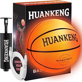 Glow in The Dark Basketball Birthday Gifts for 6 7 8 9 10 11 12 13 14 15 Year Old Boys, NO.7 Sports Outdoor Light Up Basketball Games Accessories Stuff for Teen Kids Boys Cool Toy Ages 6-15